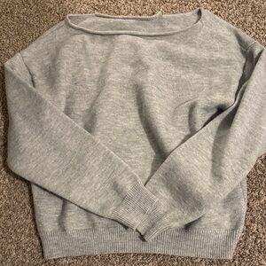 Cropped Gray Women's off the Shoulder Sweater